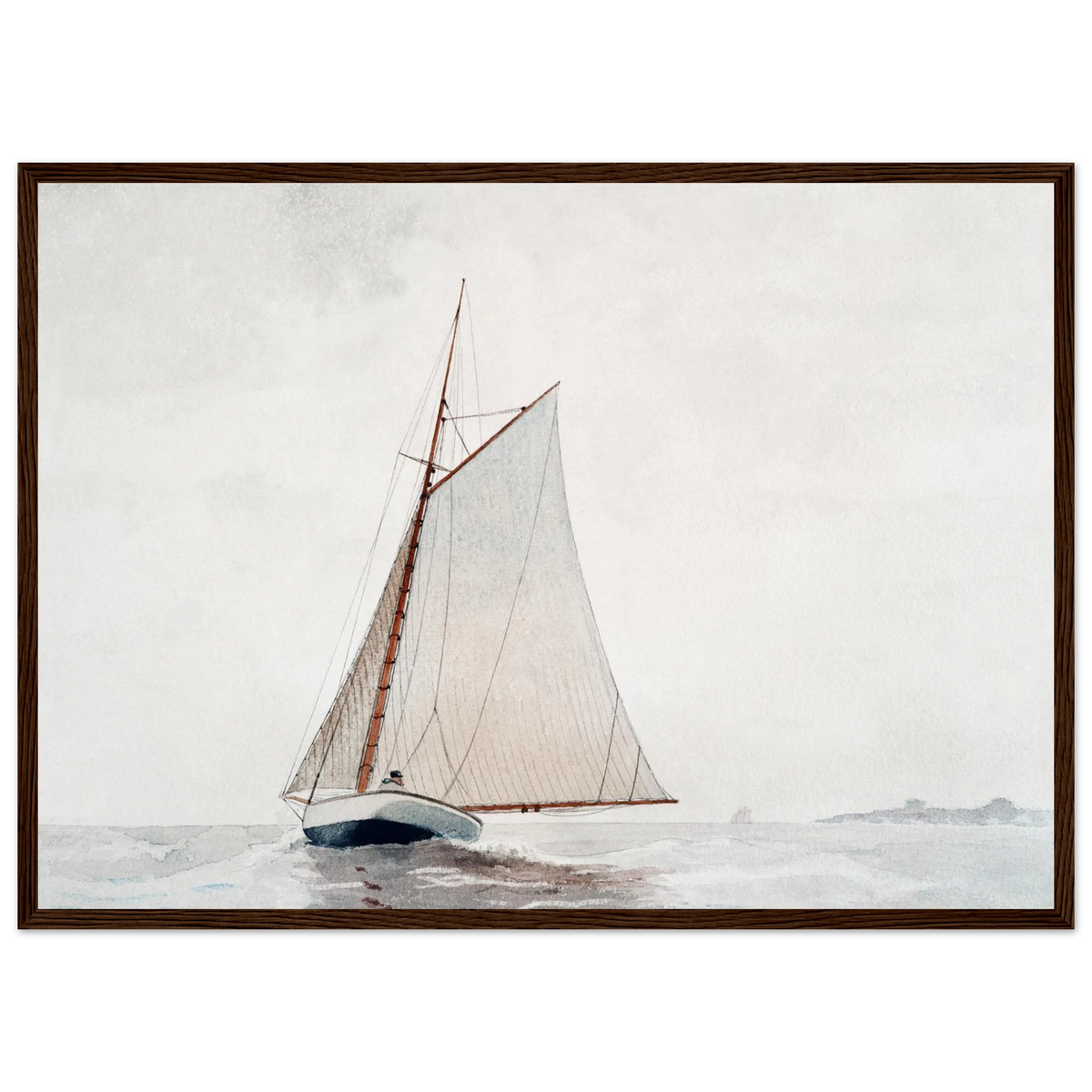 Tableau Navigation au large de Gloucester — Winslow Homer, tirage cadre bois foncé | INKONAL
