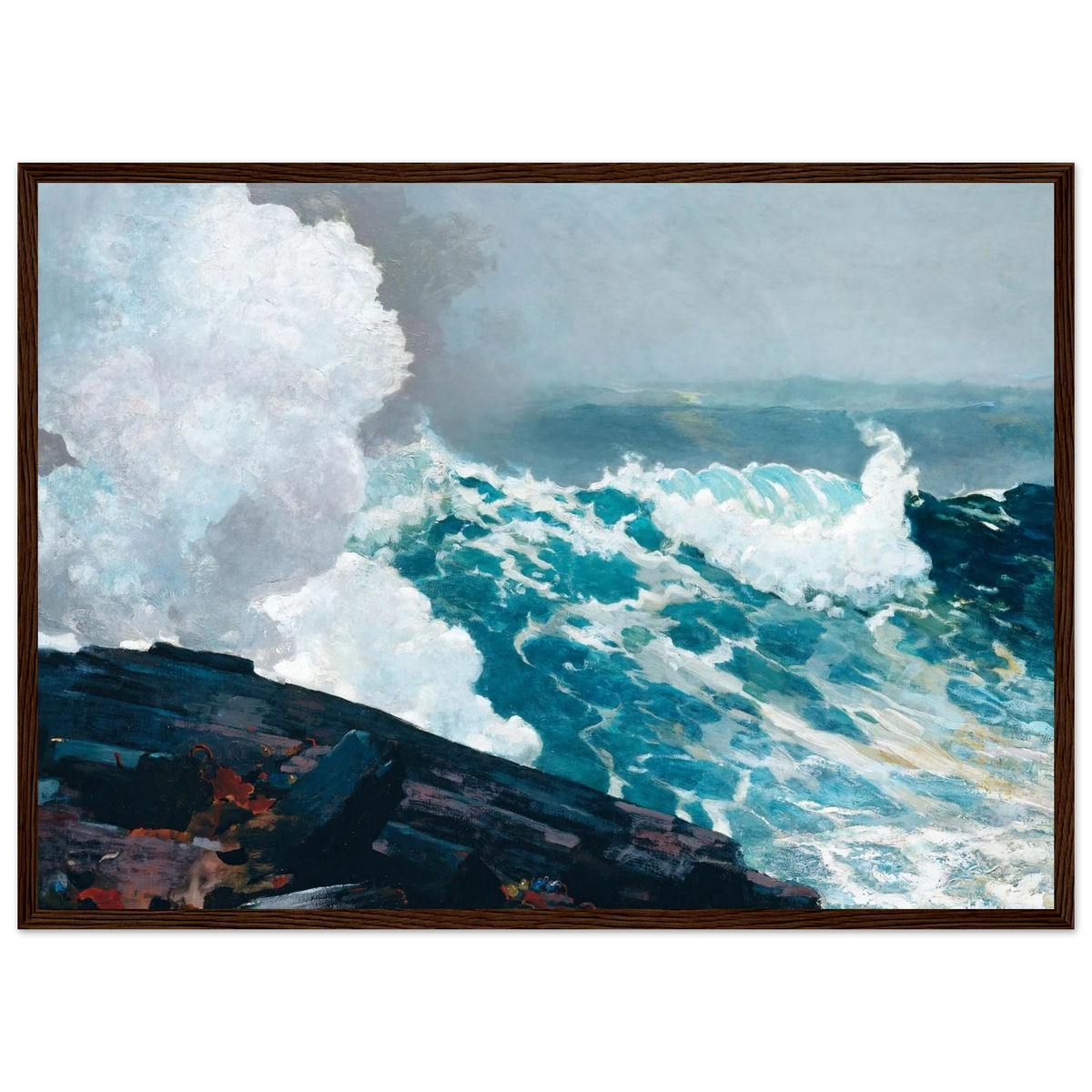 Tableau Northeaster — Winslow Homer, tirage cadre bois foncé | INKONAL