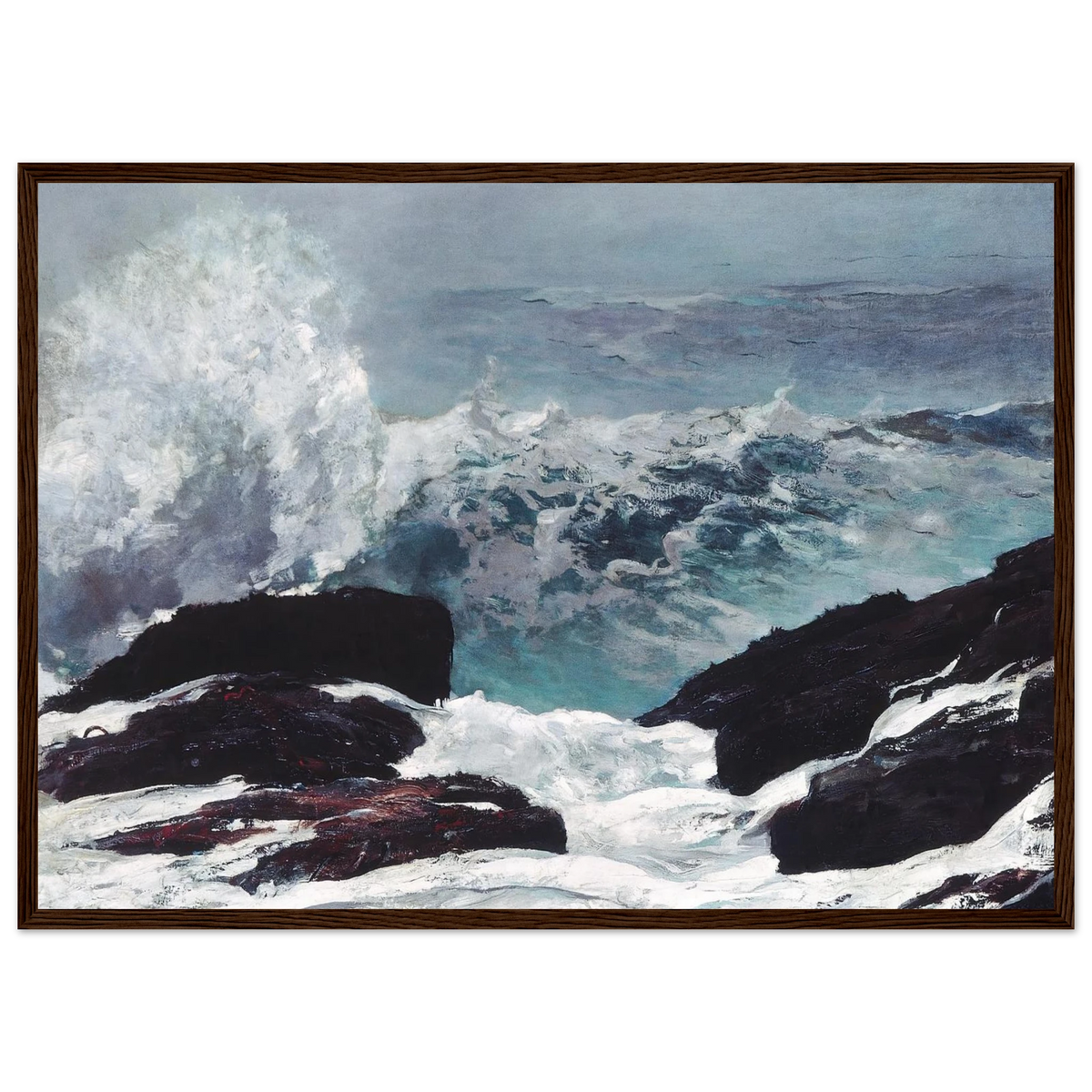 Tableau Northeaster (seconde vue) — Winslow Homer, tirage cadre bois foncé | INKONAL