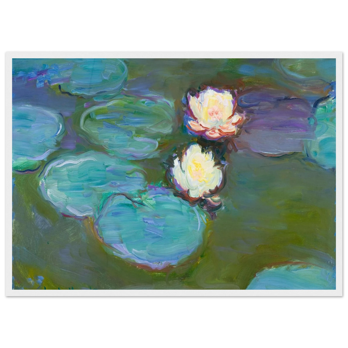 Tableau Nymphéas, vers 1897-1898 — Claude Monet, tirage cadre blanc | INKONAL