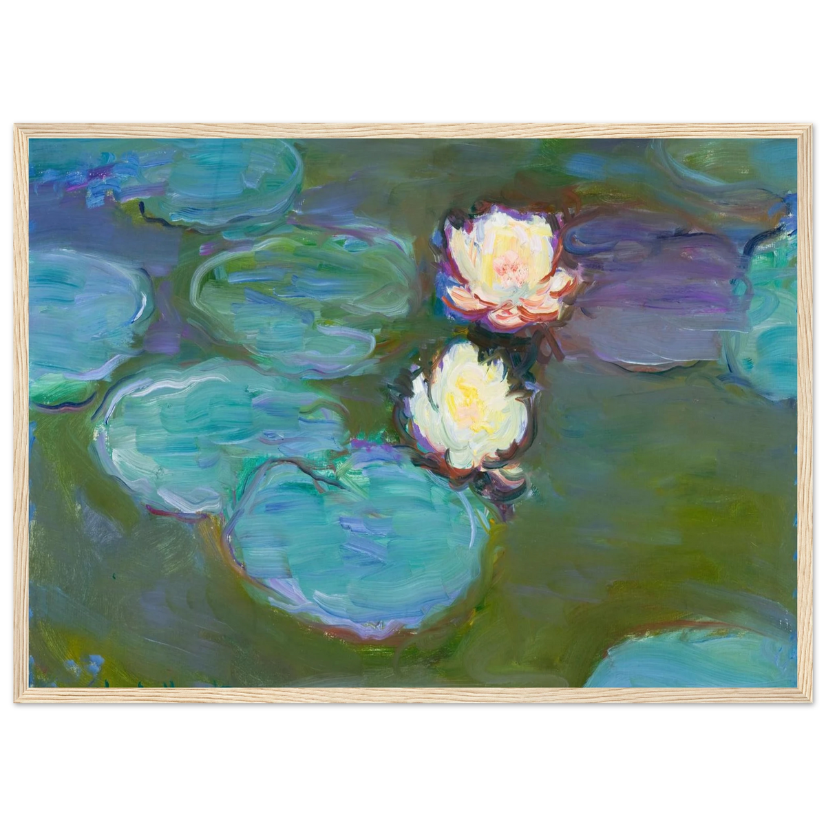 Tableau Nymphéas, vers 1897-1898 — Claude Monet, tirage cadre bois | INKONAL