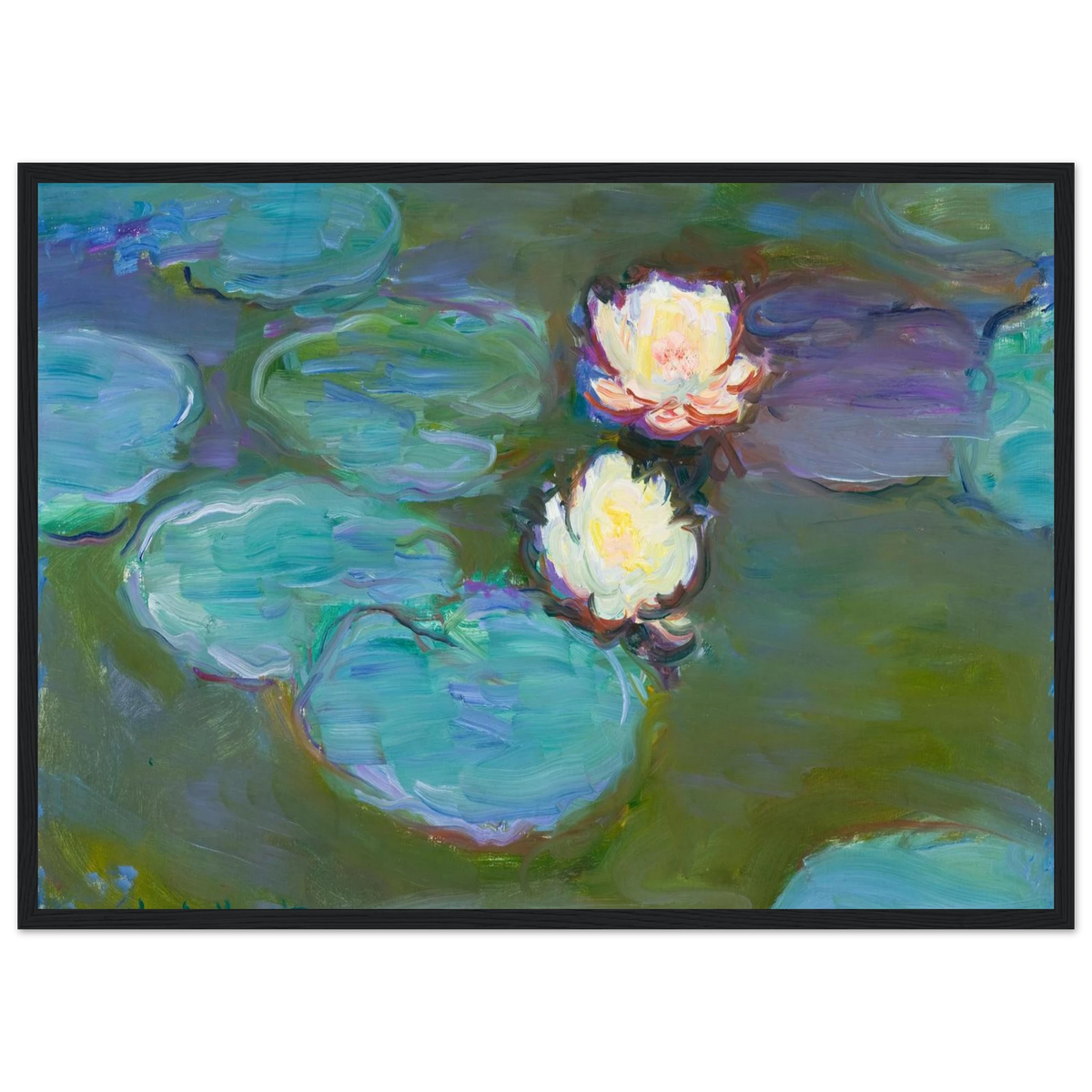 Tableau Nymphéas, vers 1897-1898 — Claude Monet, tirage cadre noir | INKONAL