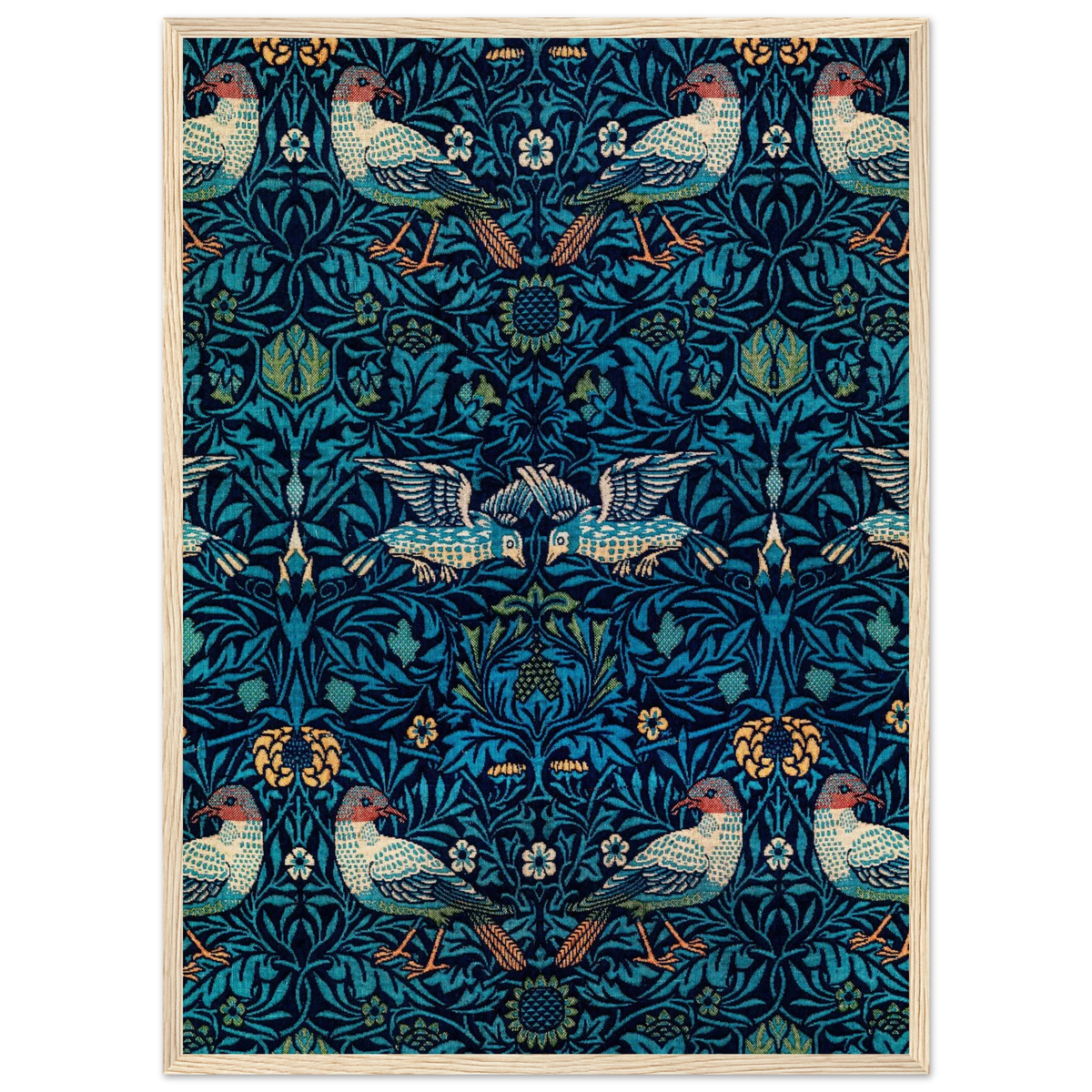 Motif Oiseau — William Morris, tirage encadré cadre bois | INKONAL