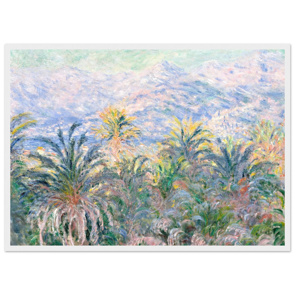 Tableau Palmiers à Bordighera — Claude Monet, tirage cadre blanc | INKONAL