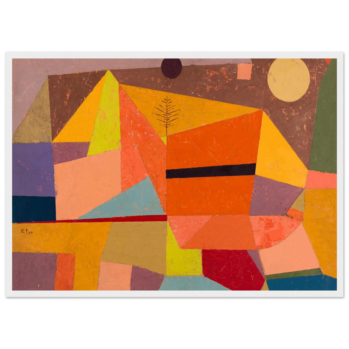 Tableau Paysage de montagne joyeux — Paul Klee, tirage cadre blanc | INKONAL