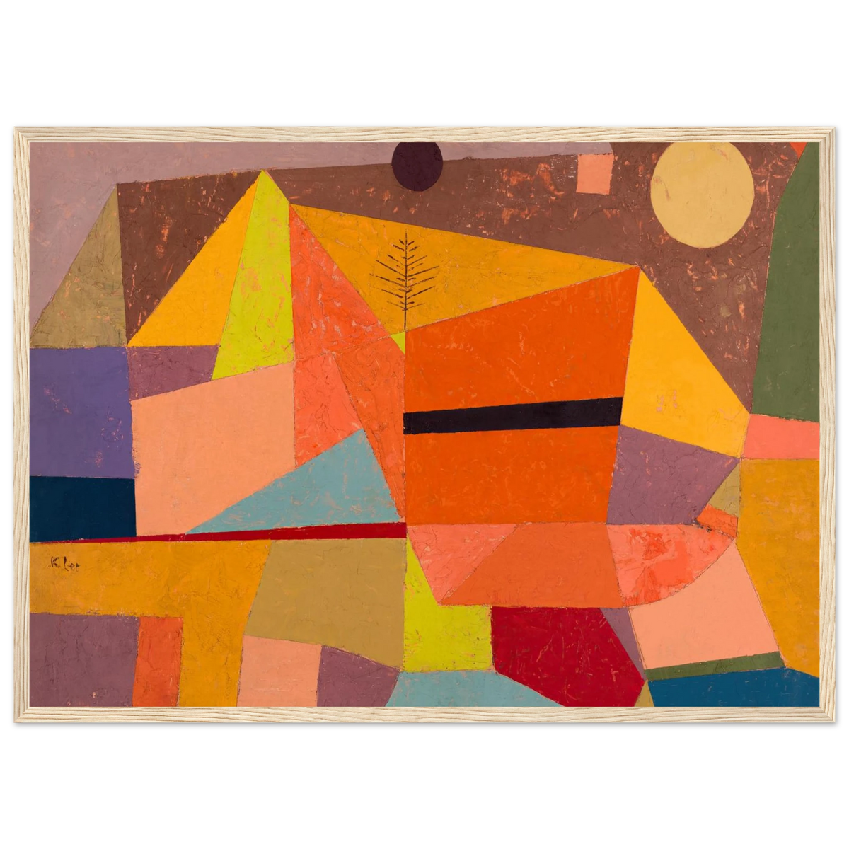 Tableau Paysage de montagne joyeux — Paul Klee, tirage cadre bois | INKONAL