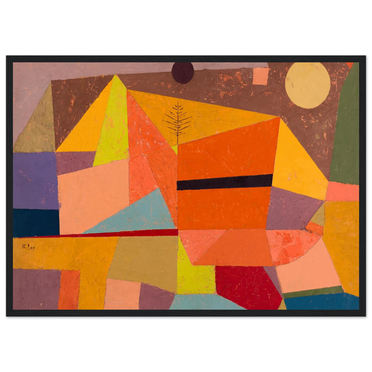 Tableau Paysage de montagne joyeux — Paul Klee, tirage cadre noir | INKONAL