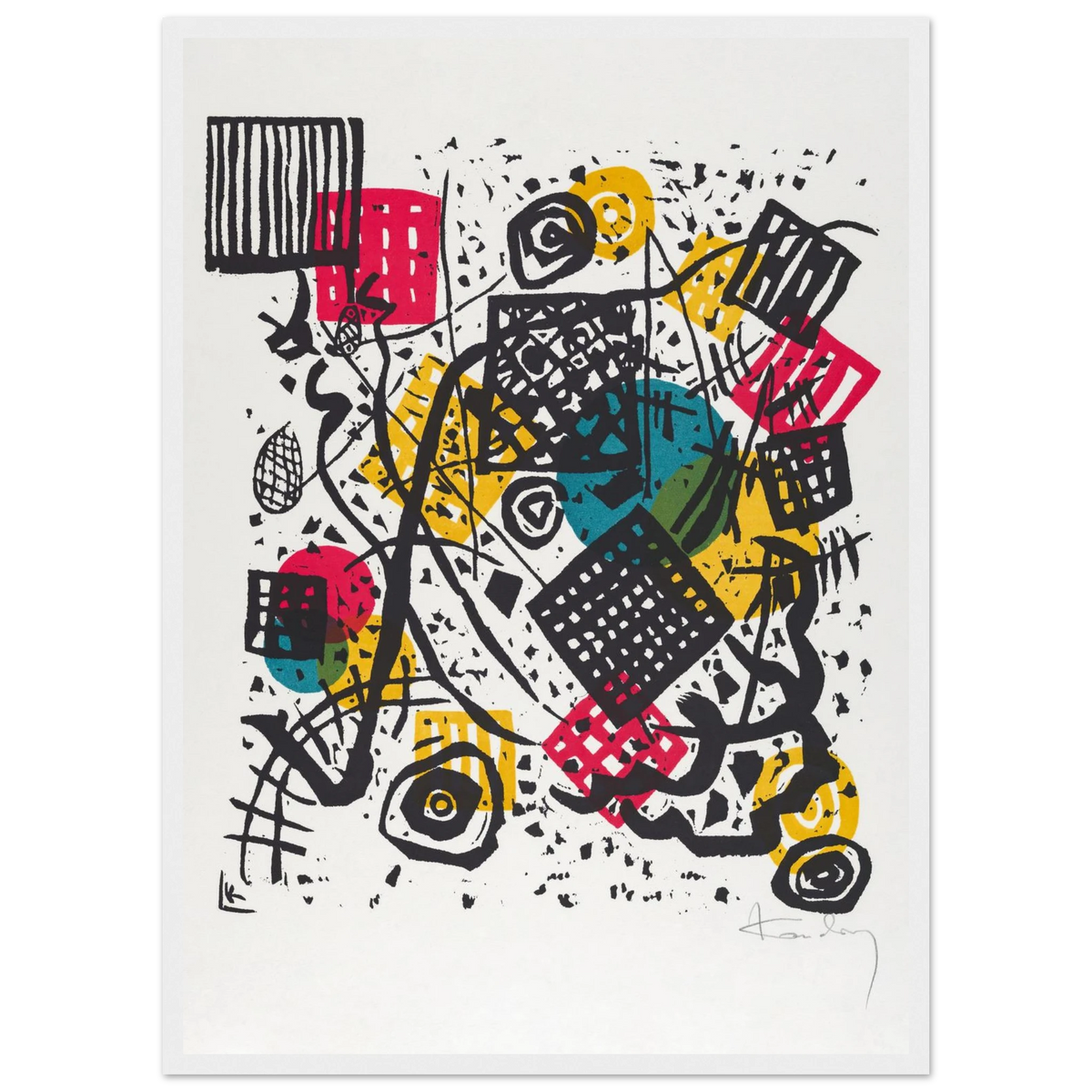Petits Mondes V — Wassily Kandinsky, tirage encadré cadre blanc | INKONAL