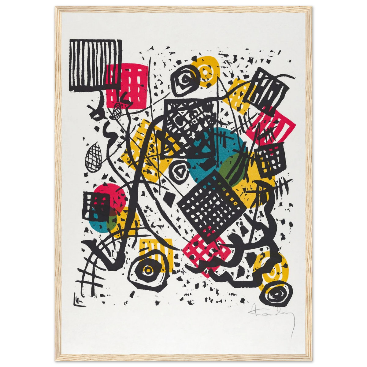 Petits Mondes V — Wassily Kandinsky, tirage encadré cadre bois | INKONAL