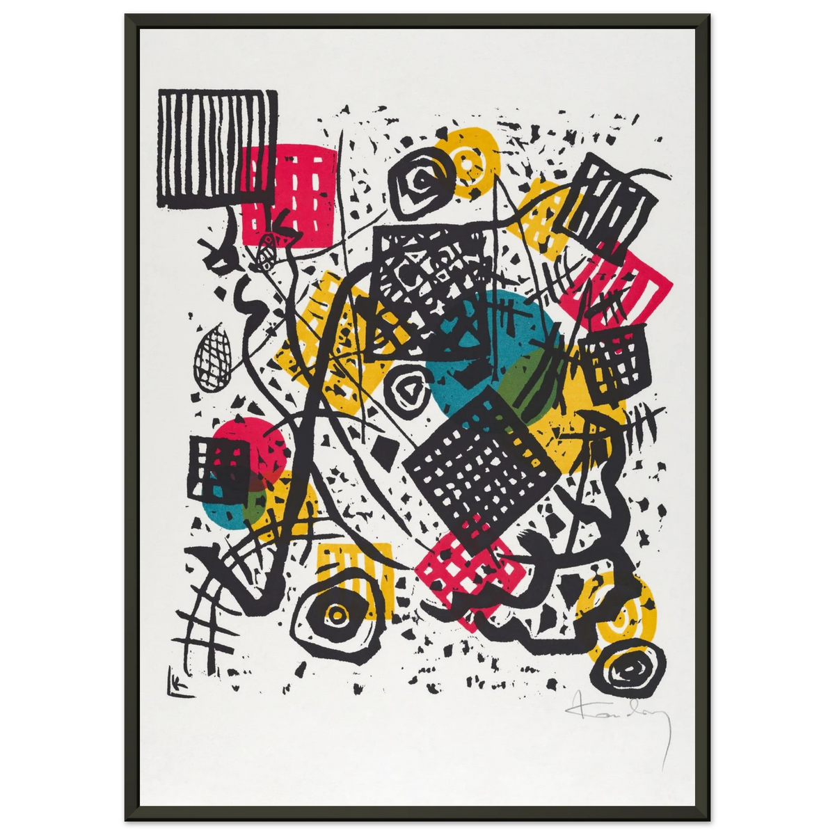 Petits Mondes V — Wassily Kandinsky, tirage encadré cadre noir | INKONAL