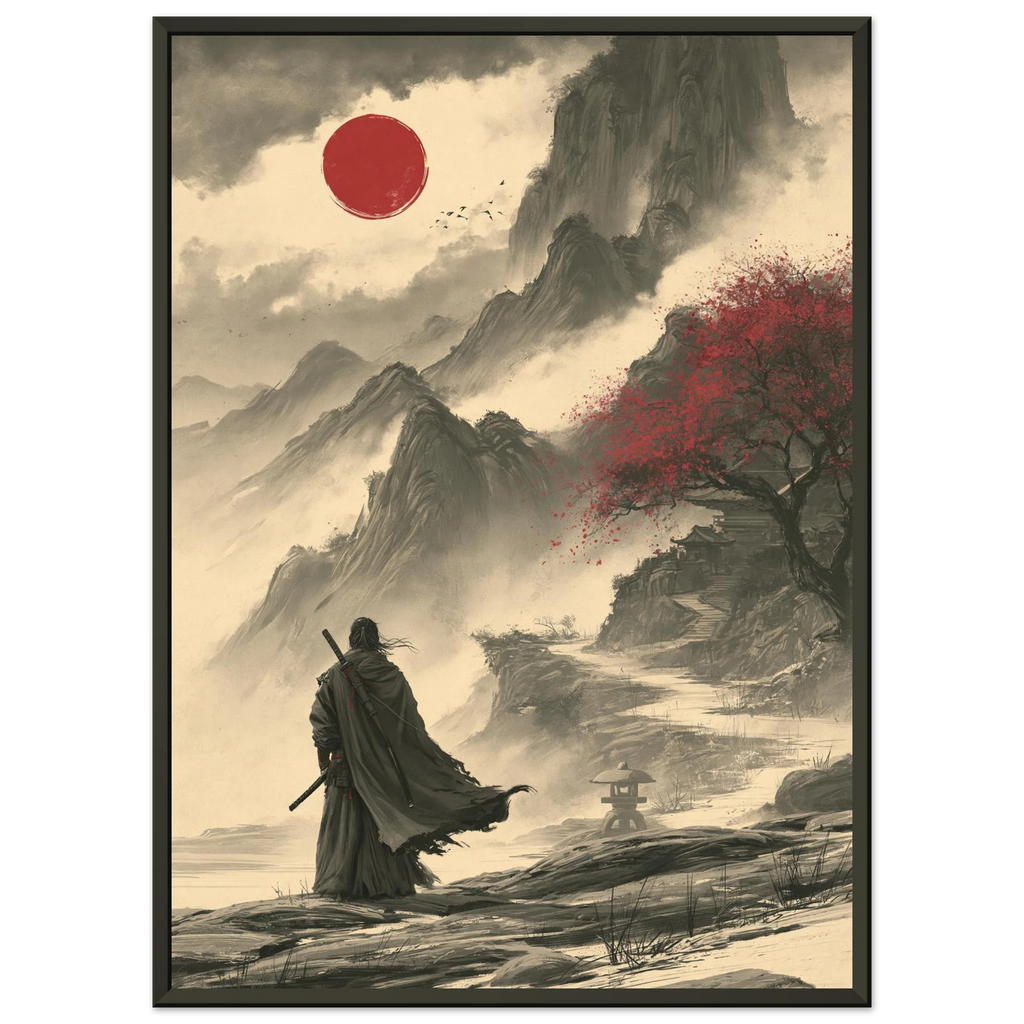 Poster Bushidō — samouraï immobile en tenue formelle, affiche d'art japonais INKONAL