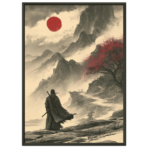 Poster Bushidō — samouraï immobile en tenue formelle, affiche d'art japonais INKONAL