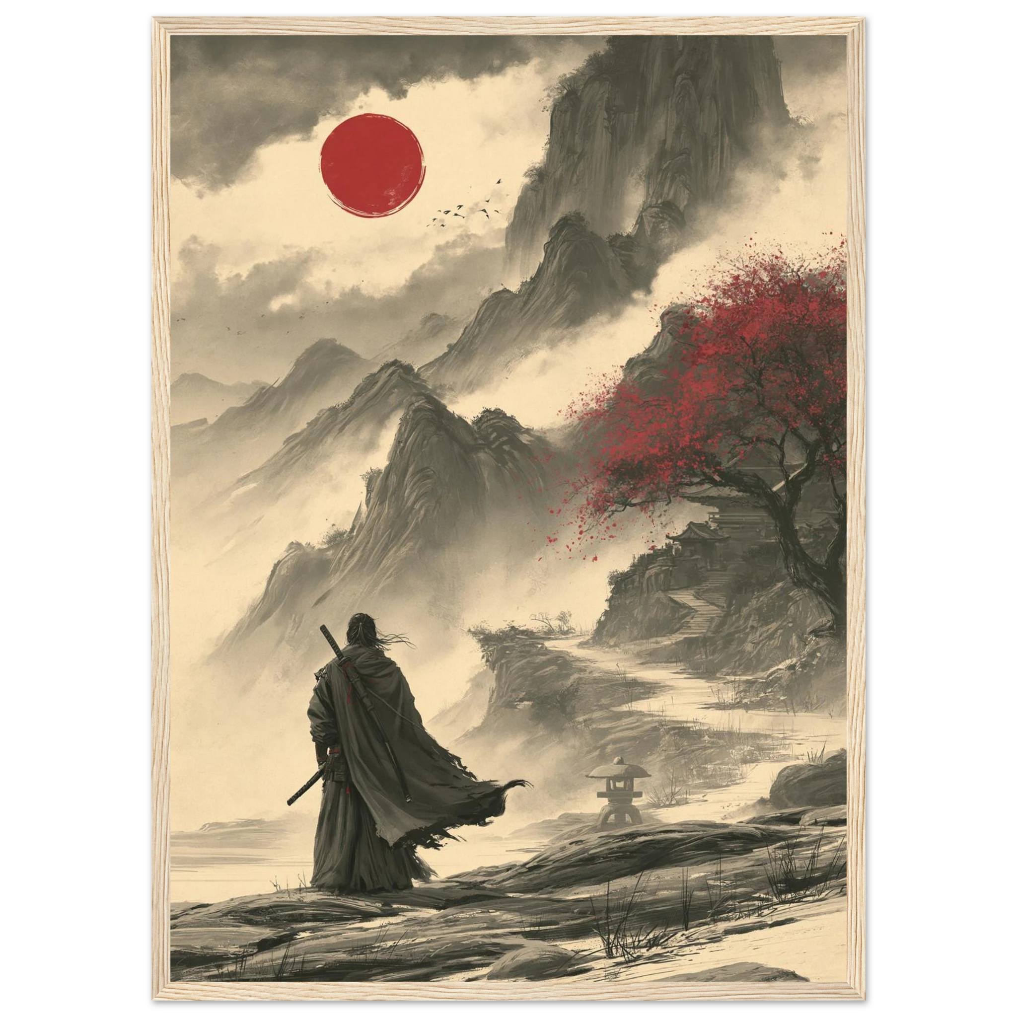 Poster Bushidō — samouraï immobile en tenue formelle, affiche d'art japonais INKONAL
