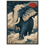 Poster Fudōshin — éléphant immobile au centre d'une tempête, affiche d'art japonais INKONAL