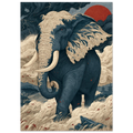 Poster Fudōshin — éléphant immobile au centre d'une tempête, affiche d'art japonais INKONAL