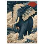 Poster Fudōshin — éléphant immobile au centre d'une tempête, affiche d'art japonais INKONAL