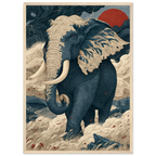 Poster Fudōshin — éléphant immobile au centre d'une tempête, affiche d'art japonais INKONAL