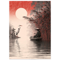 Poster Seijaku — pêcheur seul en barque face au mont Fuji, affiche d'art japonais INKONAL