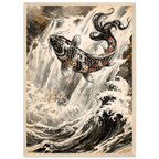 Poster Tōryūmon — carpe koï sautant une cascade, affiche d'art japonais INKONAL