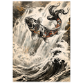 Poster Tōryūmon — carpe koï sautant une cascade, affiche d'art japonais INKONAL
