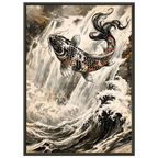 Poster Tōryūmon — carpe koï sautant une cascade, affiche d'art japonais INKONAL