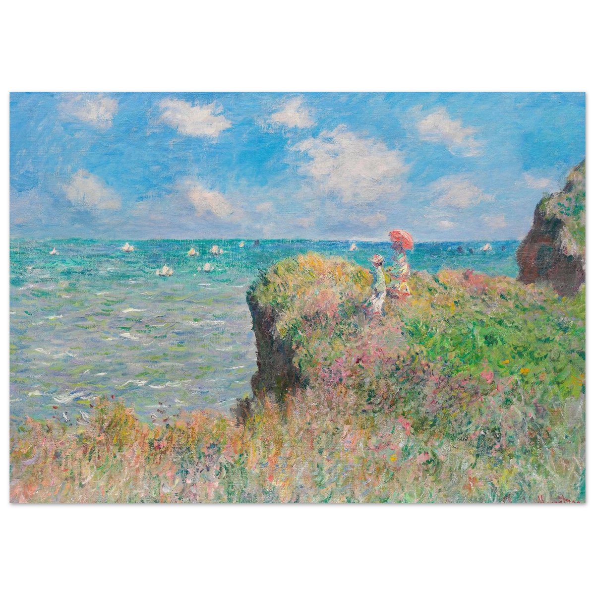 Tableau La Promenade sur la falaise, Pourville — Claude Monet, tirage sans cadre | INKONAL