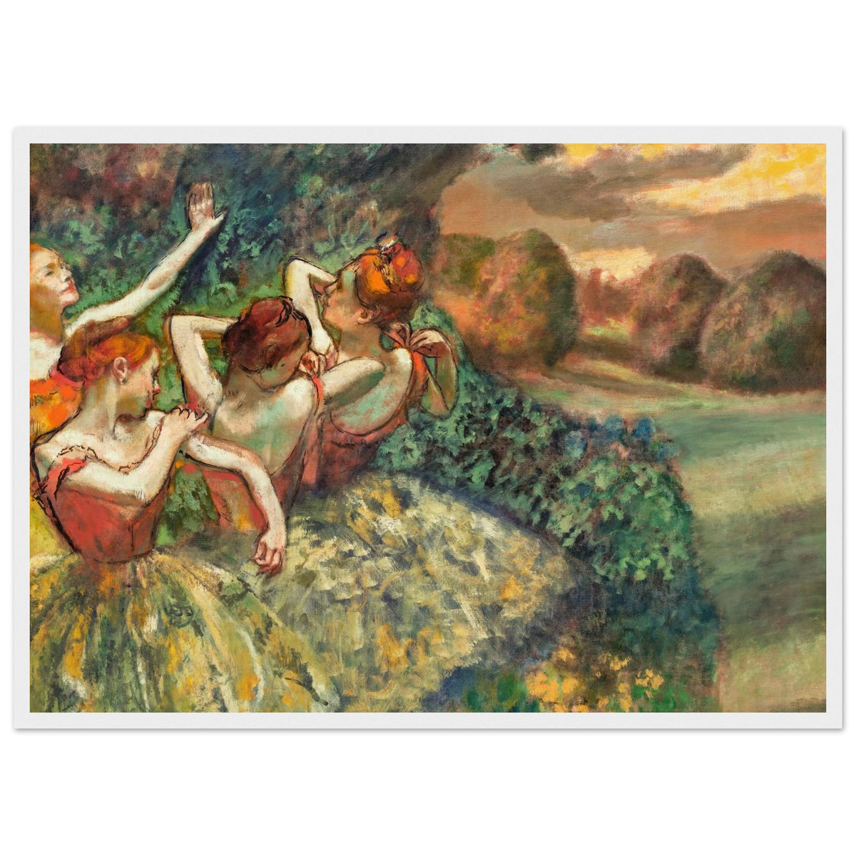 Tableau Quatre danseuses — Edgar Degas, tirage cadre blanc | INKONAL