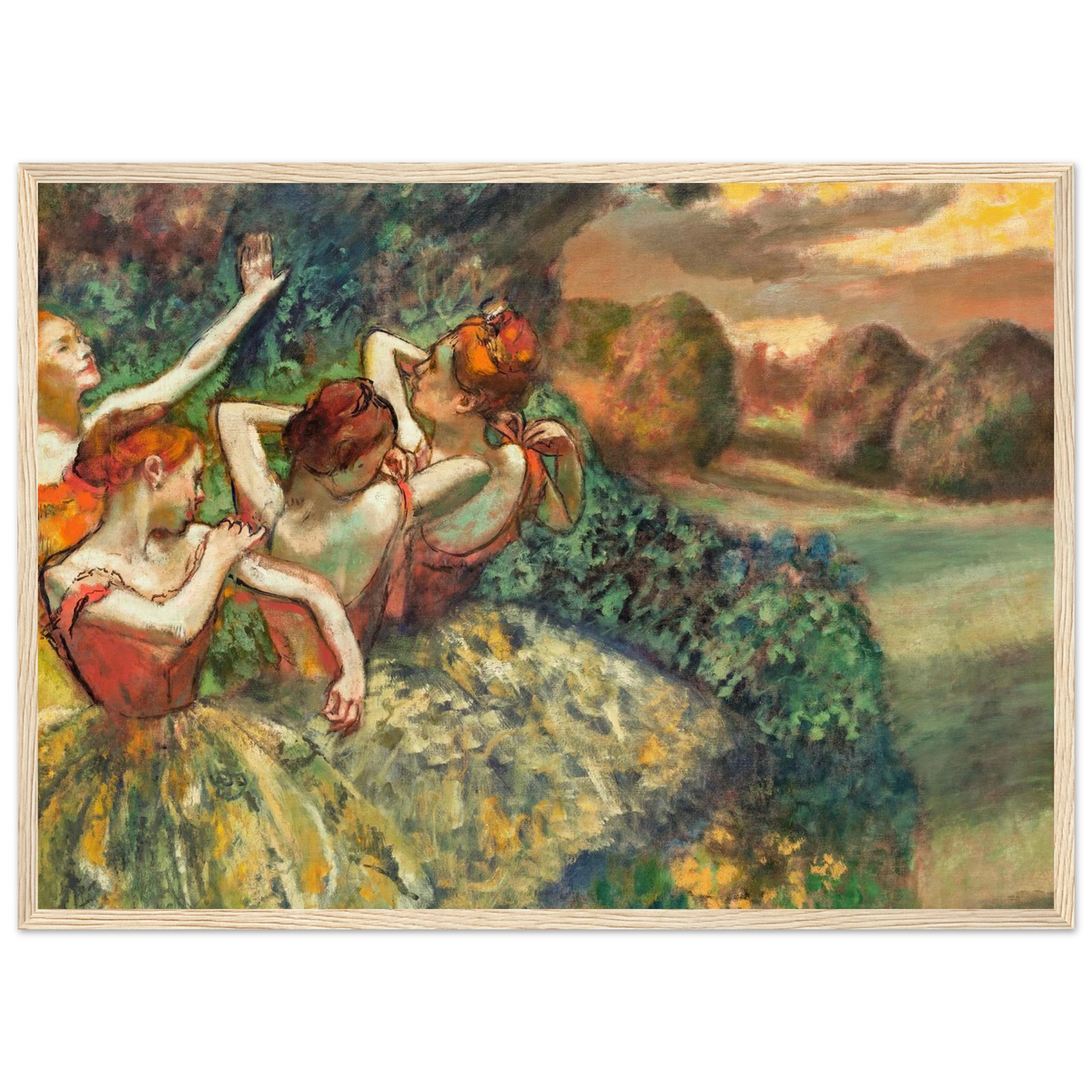Tableau Quatre danseuses — Edgar Degas, tirage cadre bois | INKONAL