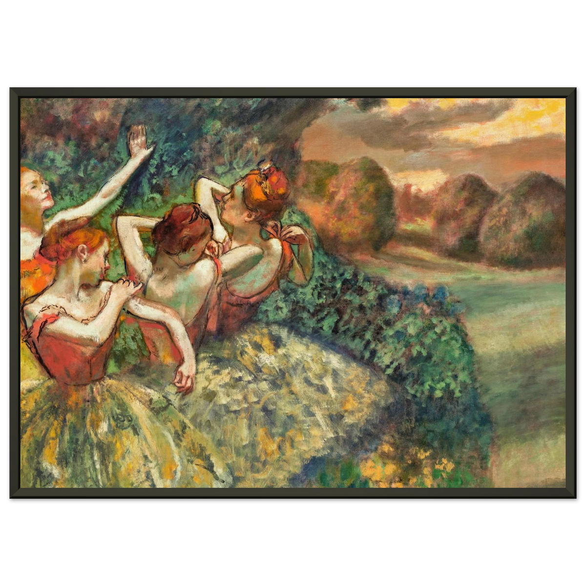 Tableau Quatre danseuses — Edgar Degas, tirage cadre noir | INKONAL
