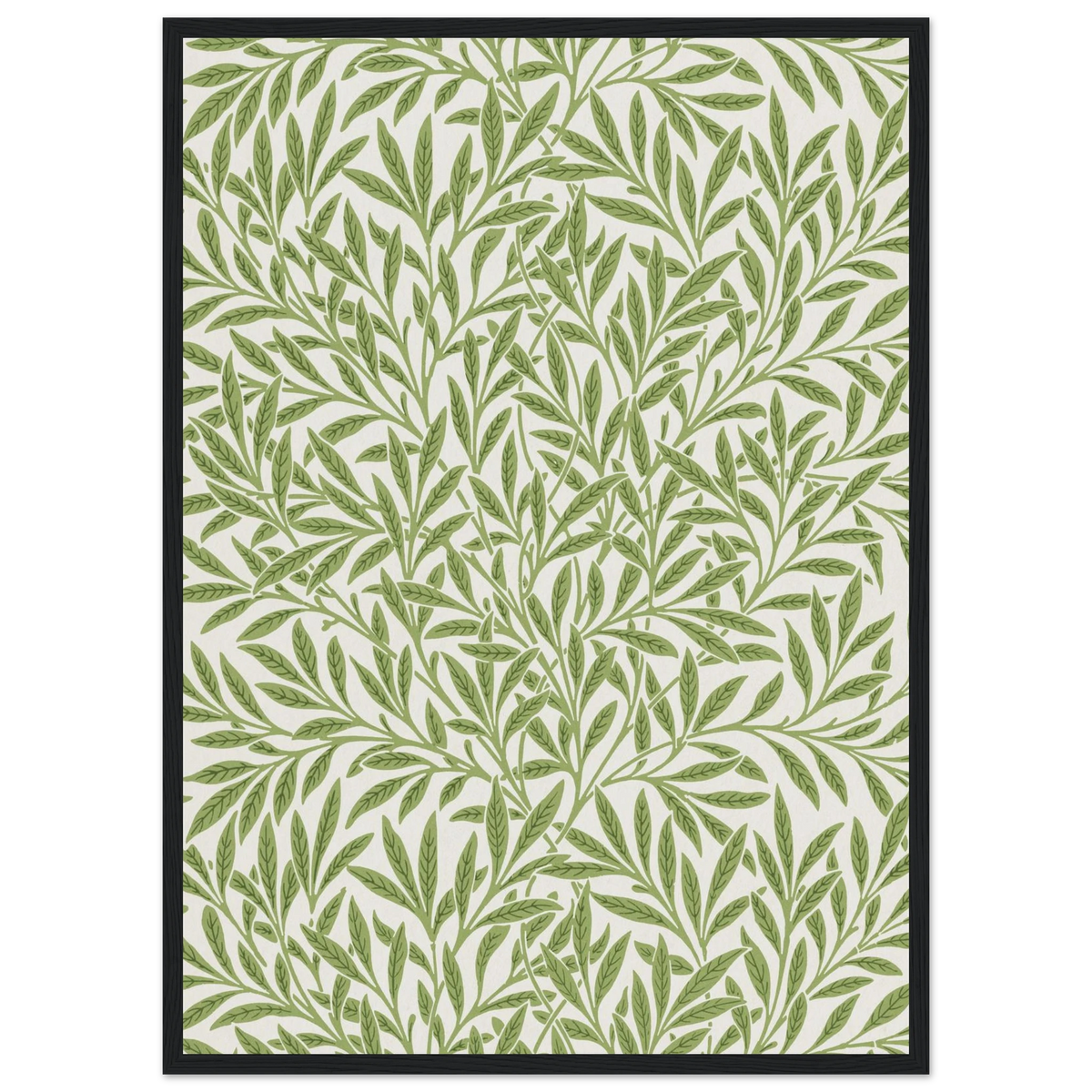 Motif Rameau de saule — William Morris, tirage encadré cadre noir | INKONAL