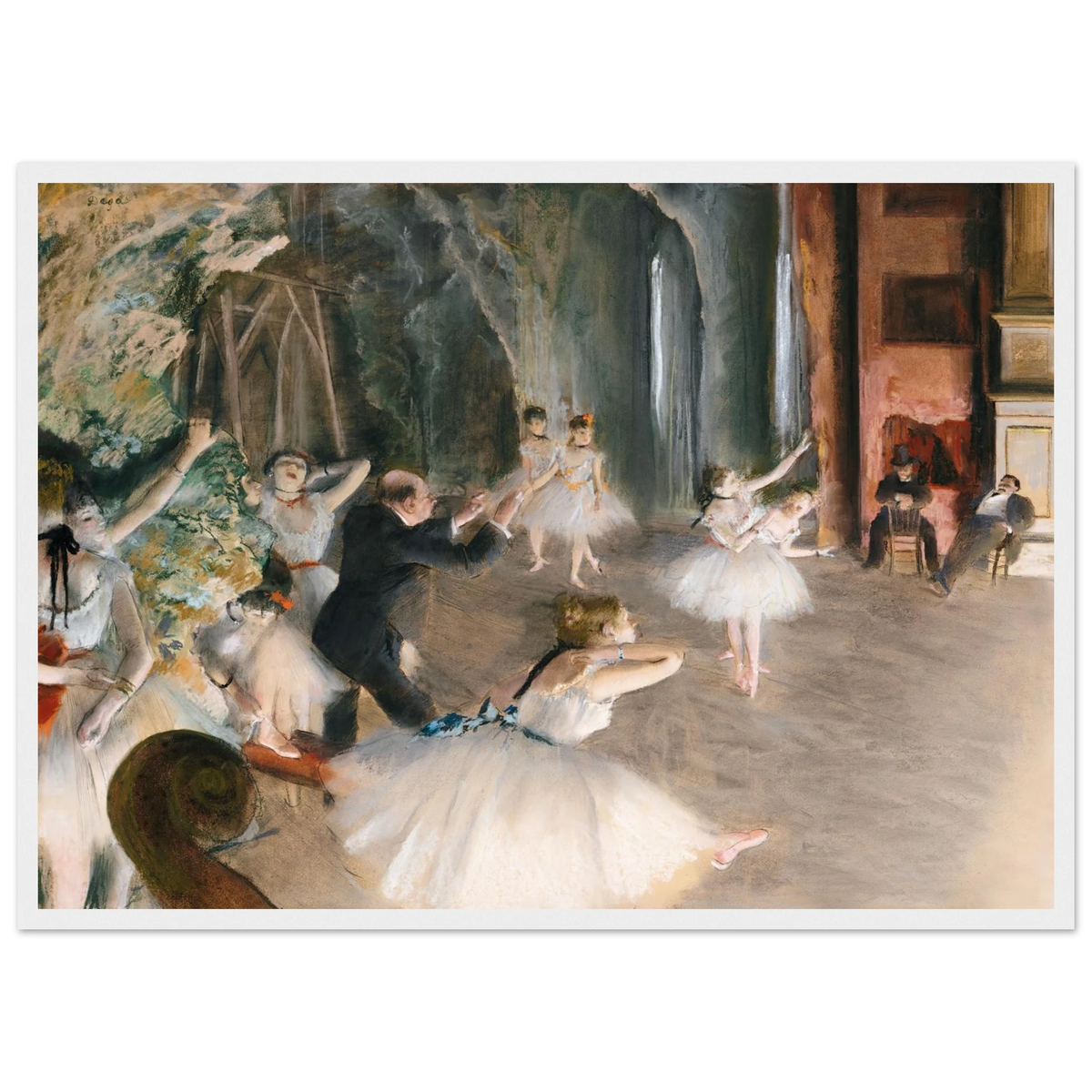 Tableau La Répétition sur scène — Edgar Degas, tirage cadre blanc | INKONAL