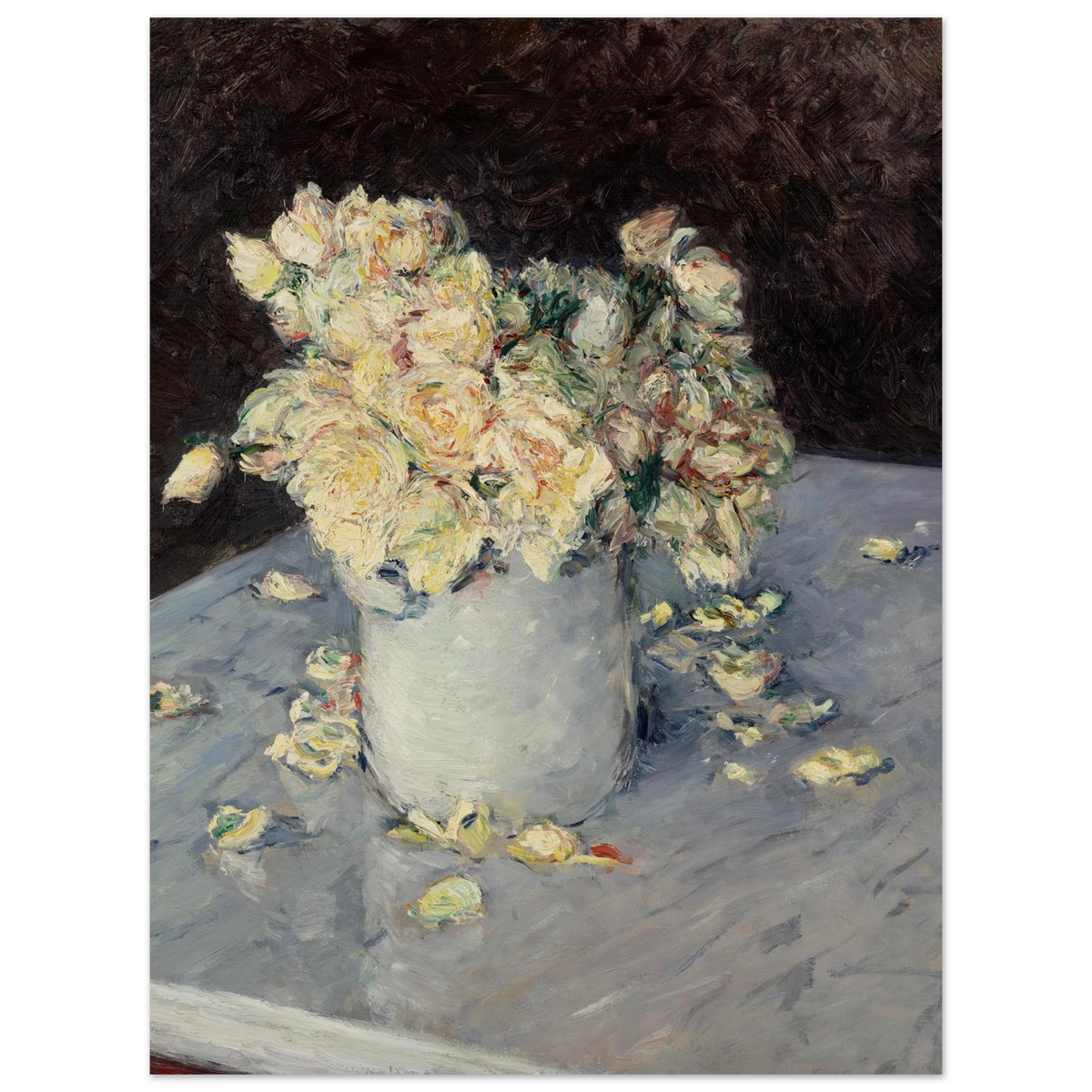 Tableau Roses jaunes dans un vase — Gustave Caillebotte, tirage sans cadre | INKONAL