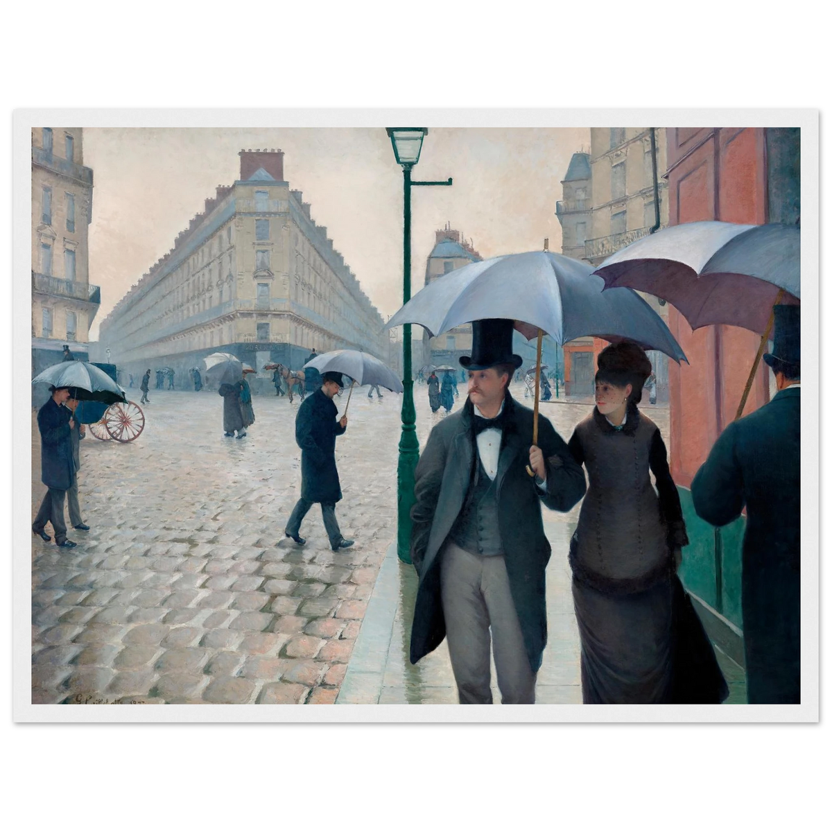 Tableau Rue de Paris, temps de pluie — Gustave Caillebotte, tirage cadre blanc | INKONAL