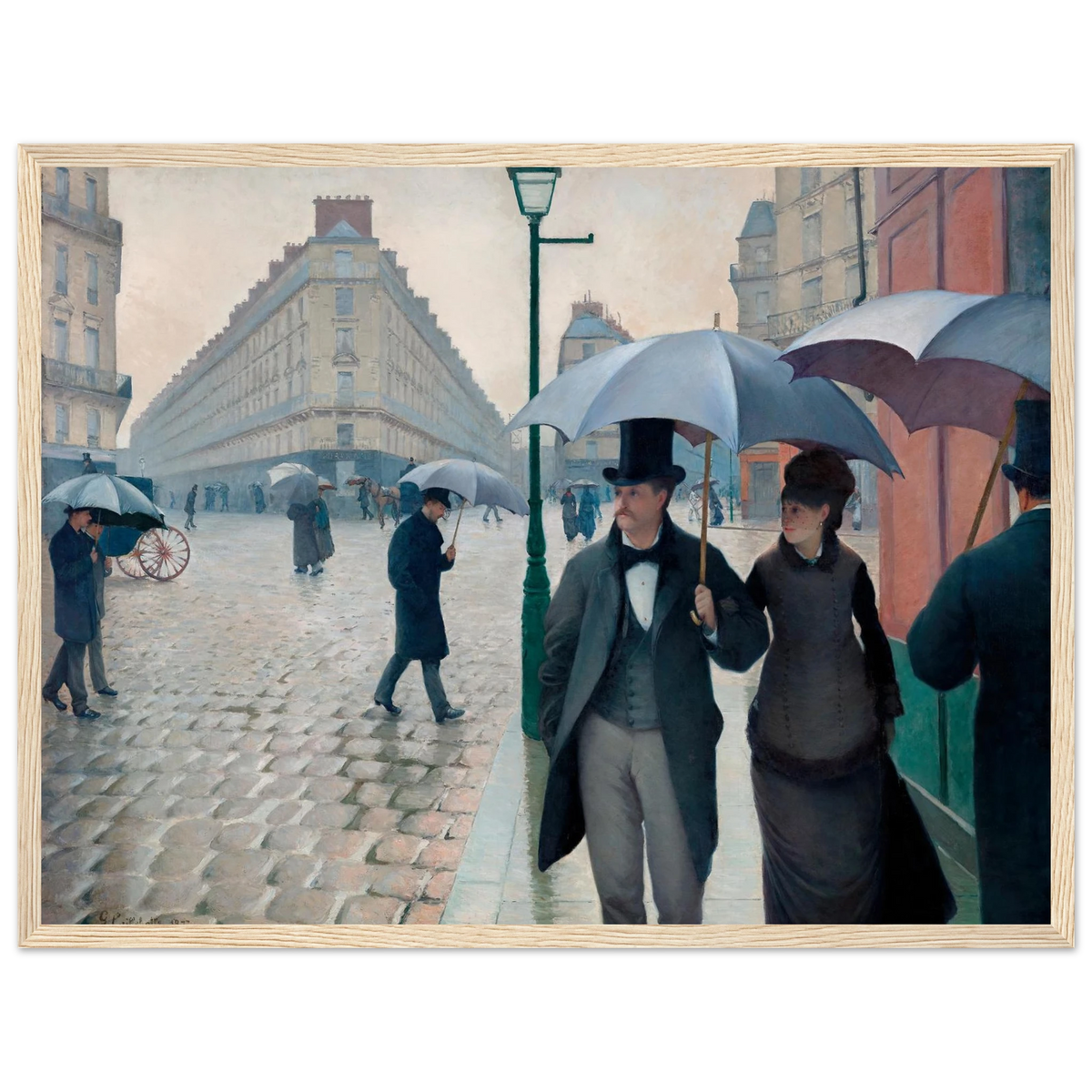 Tableau Rue de Paris, temps de pluie — Gustave Caillebotte, tirage cadre bois | INKONAL