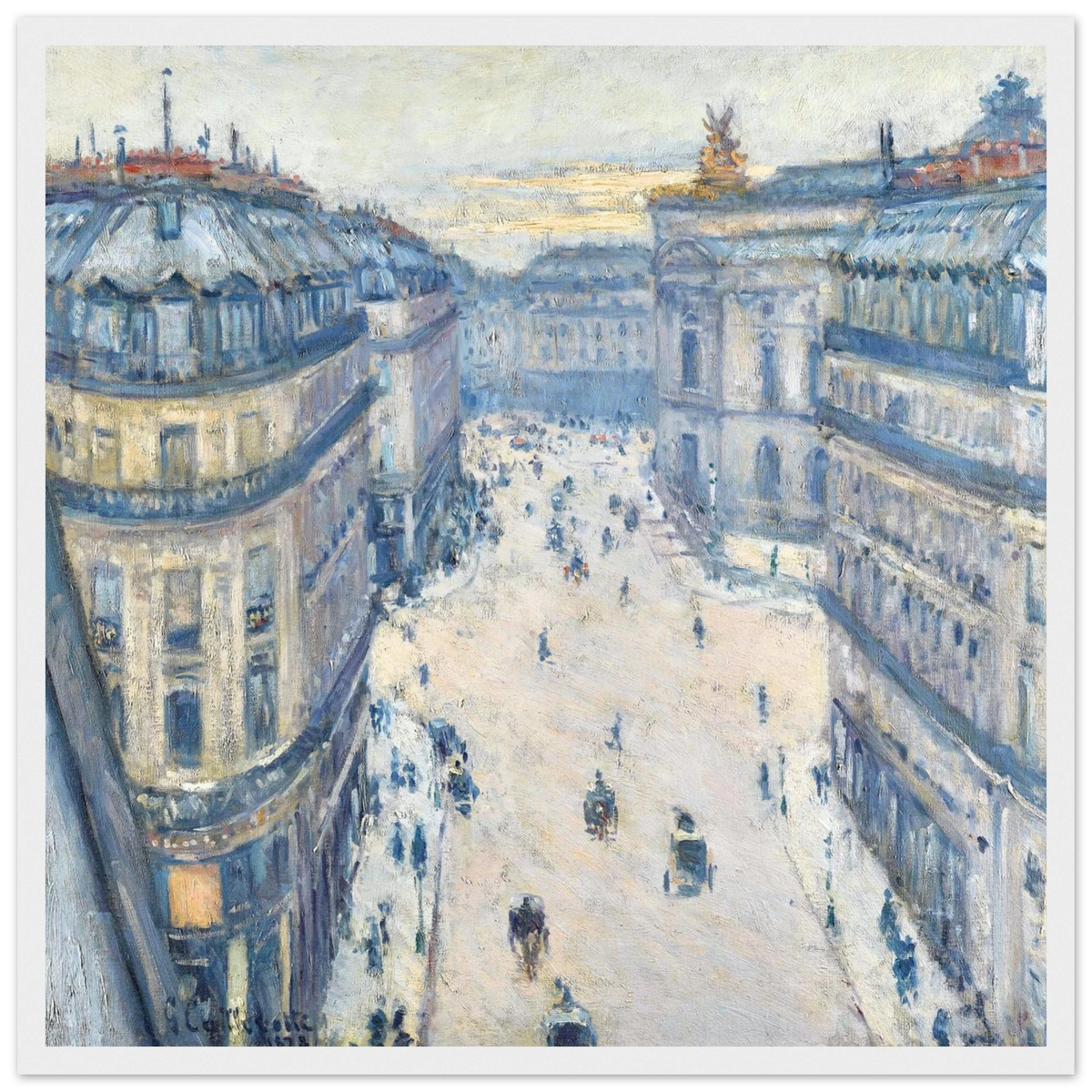 Tableau Rue Halévy — Gustave Caillebotte, tirage cadre blanc | INKONAL