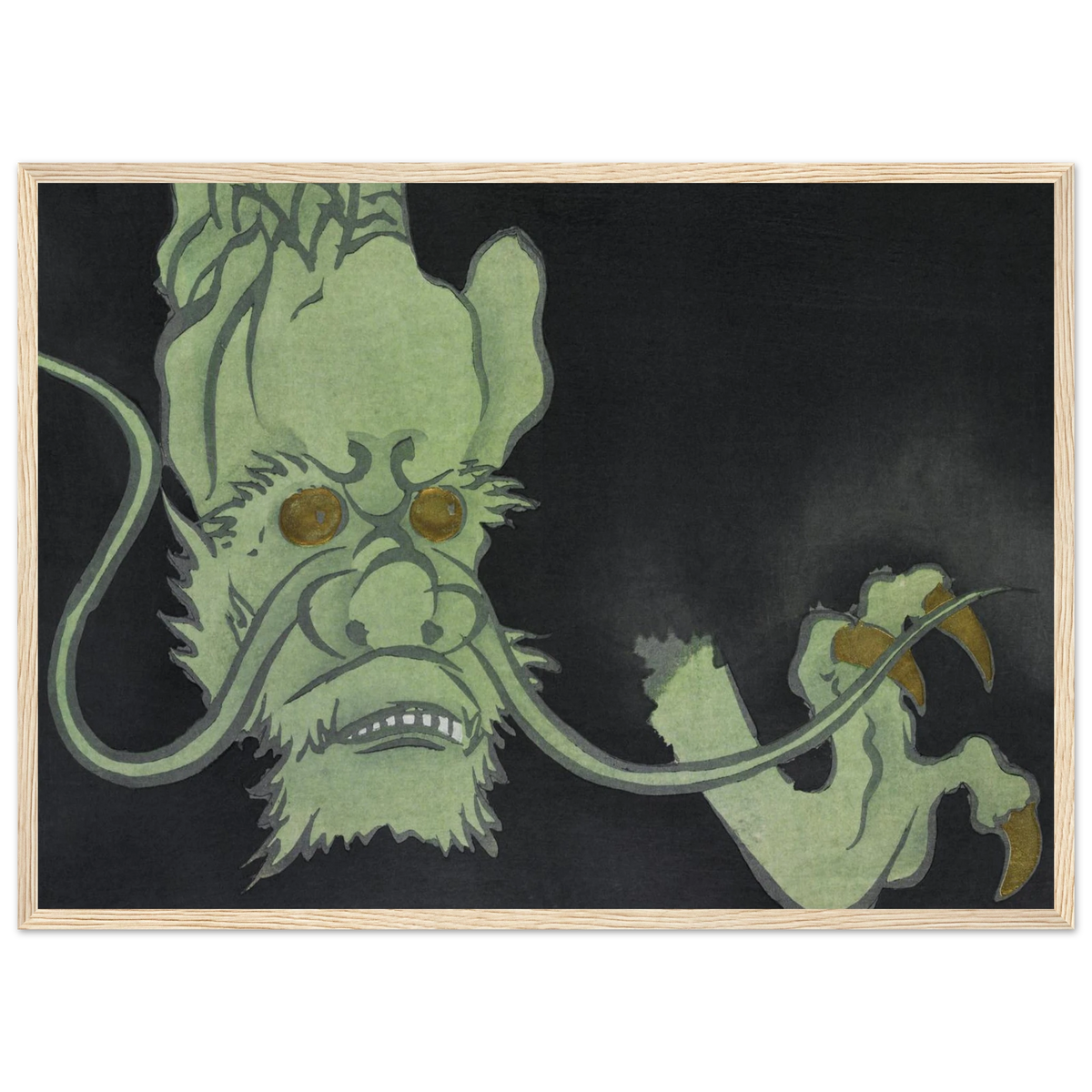 Estampe japonaise RYŪ, Dragon — Kamisaka Sekka, tirage encadré cadre bois | INKONAL