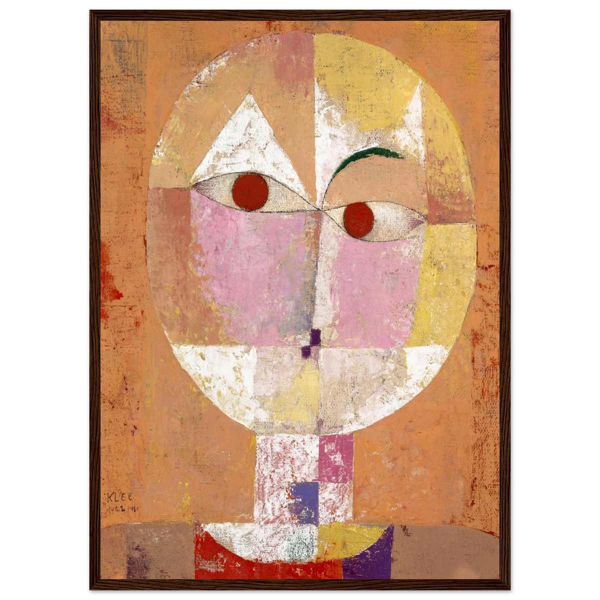 Tableau Senecio — Paul Klee, tirage encadré cadre bois foncé | INKONAL