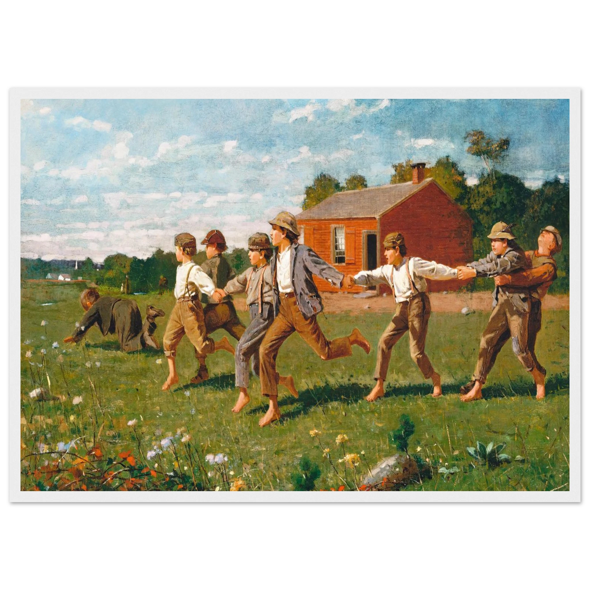 Tableau Snap the Whip — Winslow Homer, tirage cadre blanc | INKONAL