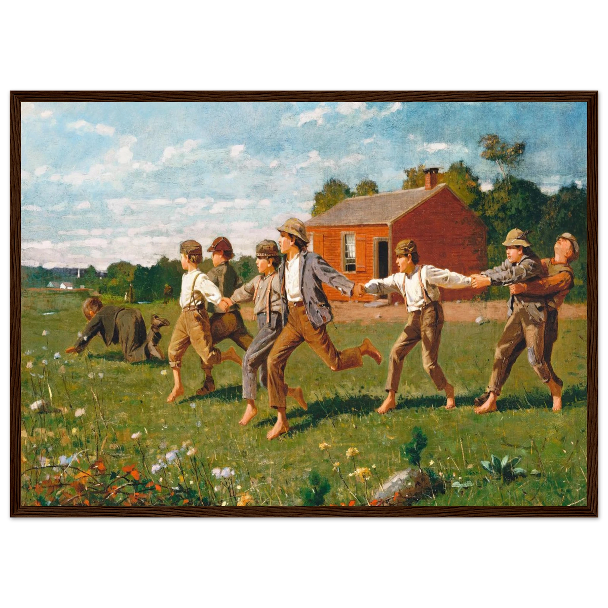 Tableau Snap the Whip — Winslow Homer, tirage cadre bois foncé | INKONAL