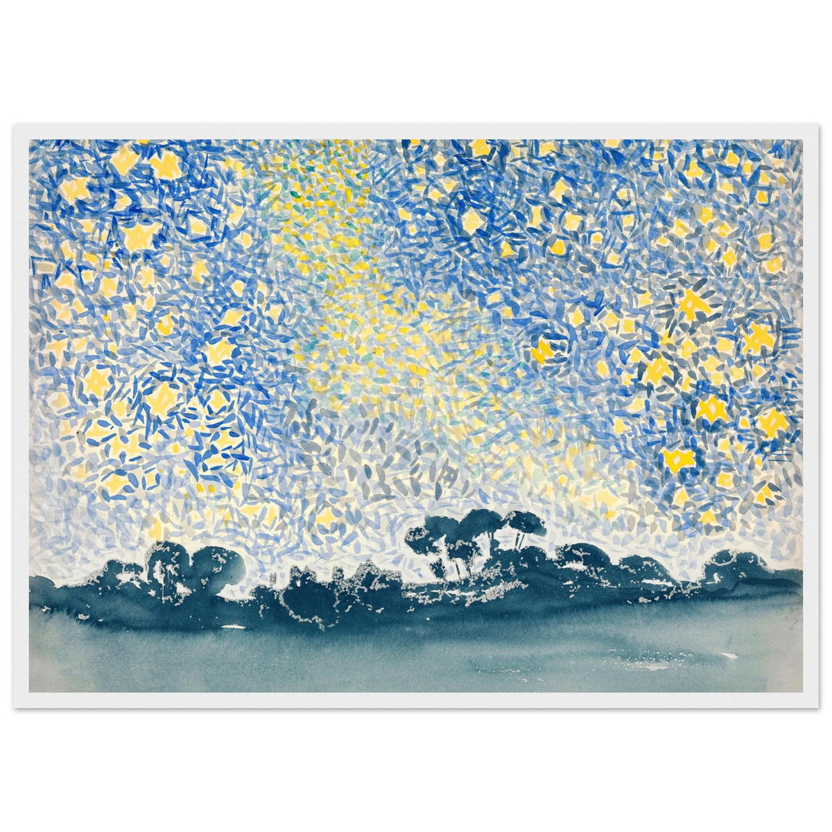 Tableau Paysage aux étoiles — Henri-Edmond Cross, tirage cadre blanc | INKONAL