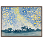 Tableau Paysage aux étoiles — Henri-Edmond Cross, tirage cadre bois foncé | INKONAL
