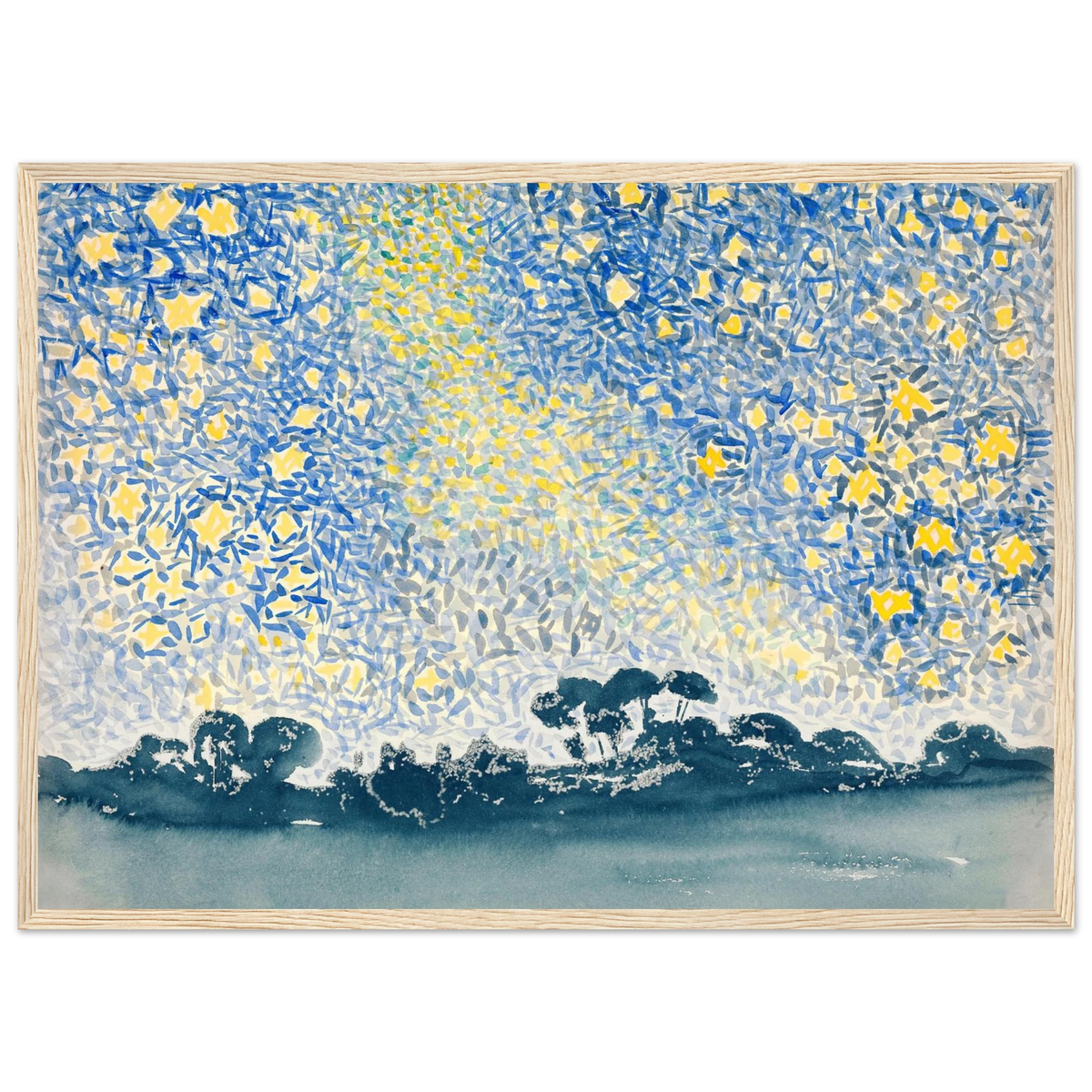 Tableau Paysage aux étoiles — Henri-Edmond Cross, tirage cadre bois | INKONAL