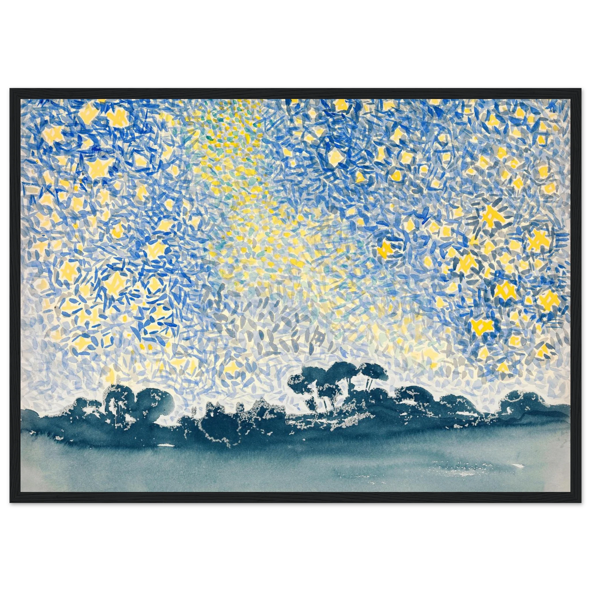 Tableau Paysage aux étoiles — Henri-Edmond Cross, tirage cadre noir | INKONAL