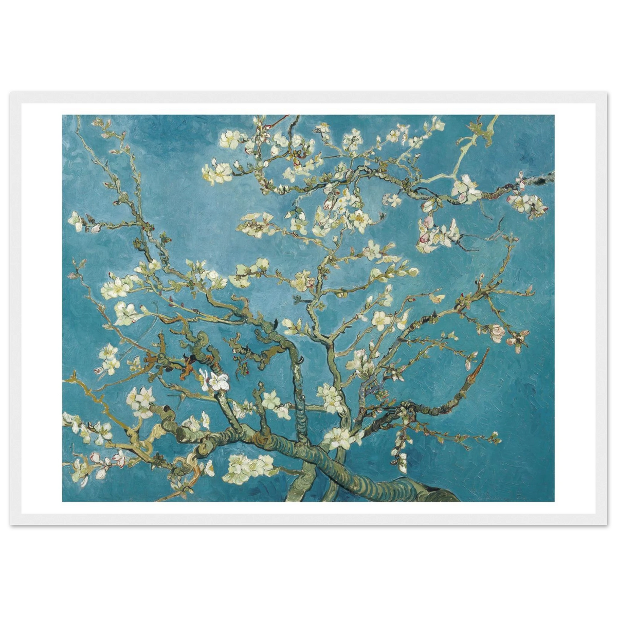 Tableau Amandier en fleurs — Vincent van Gogh, tirage cadre blanc | INKONAL