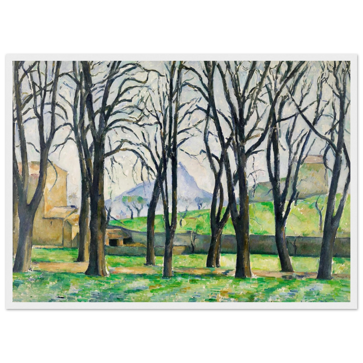Tableau Les Arbres nus au Jas de Bouffan — Paul Cézanne, tirage cadre blanc | INKONAL