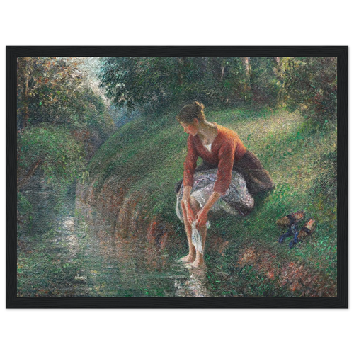 Tableau Baigneuse au ruisseau — Camille Pissarro, tirage cadre noir | INKONAL