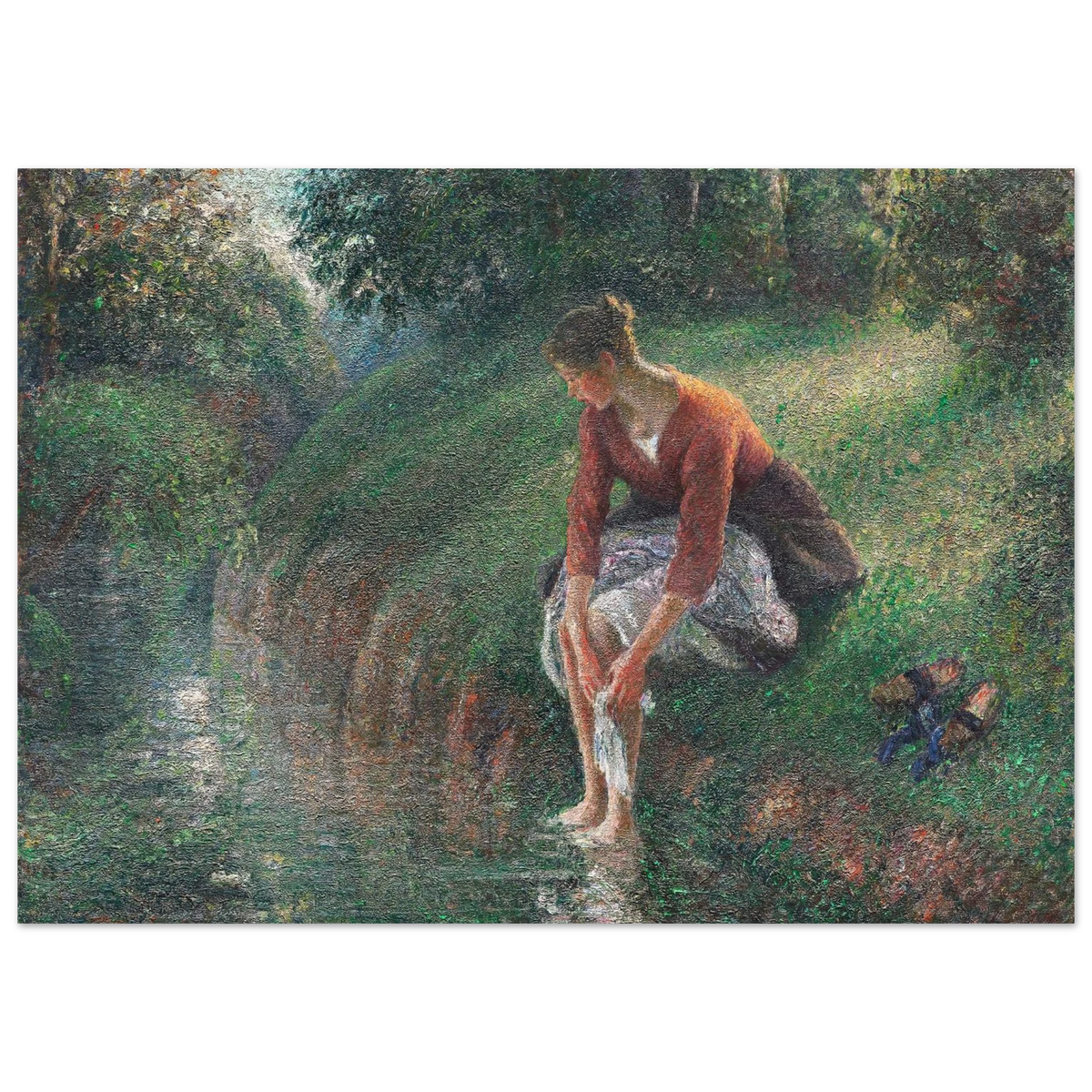 Tableau Baigneuse au ruisseau — Camille Pissarro, tirage sans cadre | INKONAL