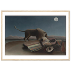 Tableau La Bohémienne endormie — Henri Rousseau, tirage encadré cadre bois | INKONAL