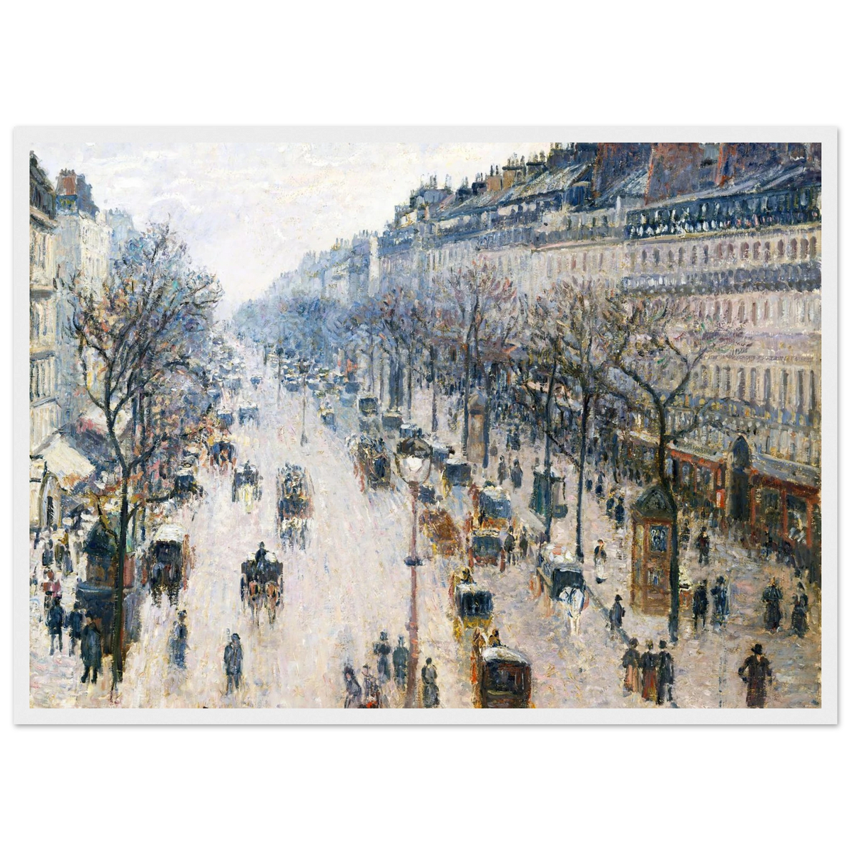 Tableau Boulevard Montmartre, Mardi gras — Camille Pissarro, tirage cadre blanc | INKONAL