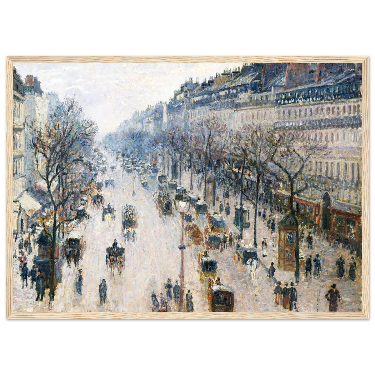 Tableau Boulevard Montmartre, Mardi gras — Camille Pissarro, tirage cadre bois | INKONAL